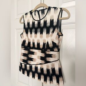 BCBGMaxAzria Black and Cream Patterned Blouse